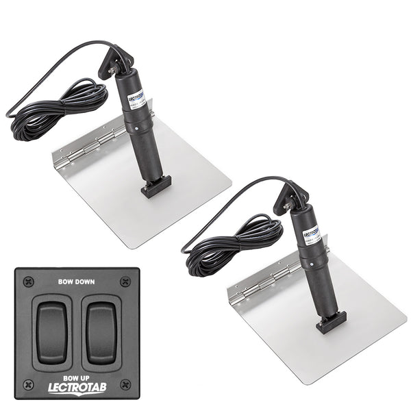 Lectrotab XKA Stainless Steel Trim Tab Kit w/Rocker Switch - 12 x 24 [XKAF12X24] - Image 1