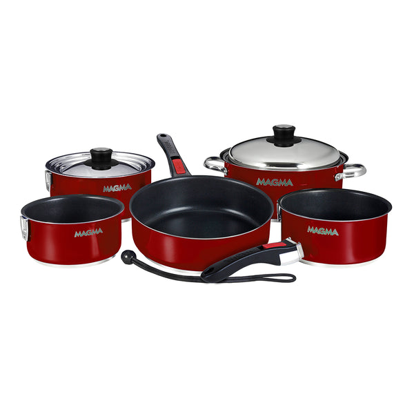 Magma Nestable 10 Piece Induction Non-Stick Enamel Finish Cookware Set - Magma Red [A10-366-MR-2-IN] - Image 1