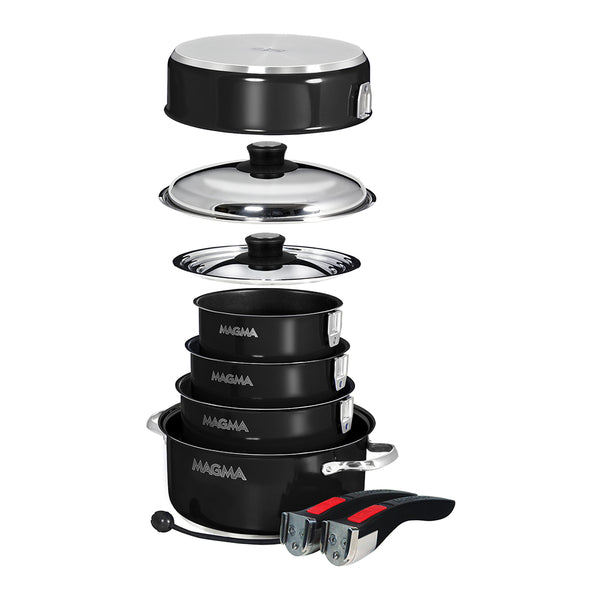Magma Nestable 10 Piece Induction Non-Stick Enamel Finish Cookware Set - Jet Black [A10-366-JB-2-IN] - Image 2
