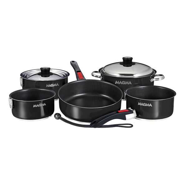 Magma Nestable 10 Piece Induction Non-Stick Enamel Finish Cookware Set - Jet Black [A10-366-JB-2-IN] - Image 1
