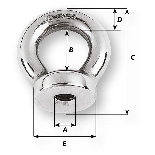 Wichard 12mm Eye Nut - Thread M16 x 200mm [6368W] - Image 2