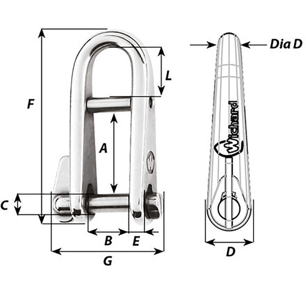 Wichard HR Key Pin Shackle With Bar - 5mm Pin Diameter [91432W] - Image 2