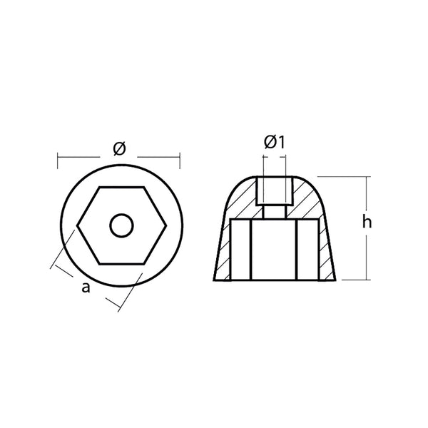 Tecnoseal Zinc Sidepower - Sleipner Propeller Nut Anode [01051] - Image 2