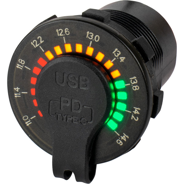 Sea-Dog Round Rainbow Voltmeter w/USB  USB-C Power Socket [426519-1] - Image 2