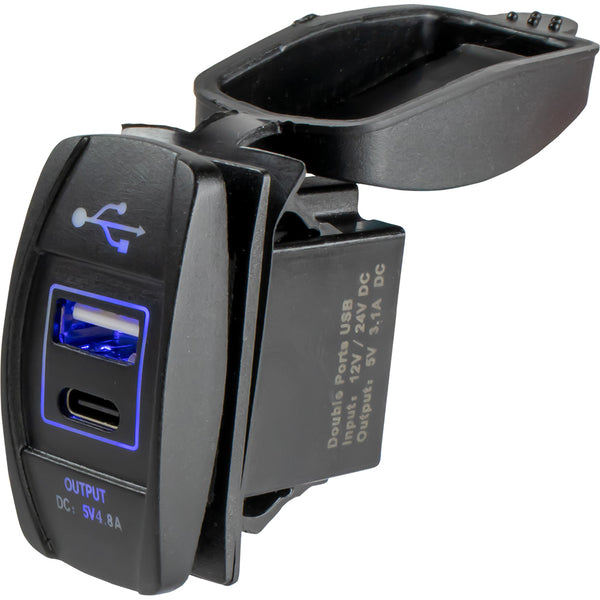 Sea-Dog USB  USB-C Rocker Switch Style Power Socket [426521-1] - Image 1