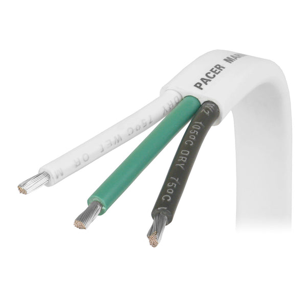 Pacer White Triplex Cable - 14/3 AWG - Black/Green/White - Sold by the Foot [W14/3-FT] - Image 1